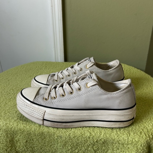 Converse Platform Pale Grey Leather Low Top Women’s Sneakers Sz 6.5 - Picture 7 of 14